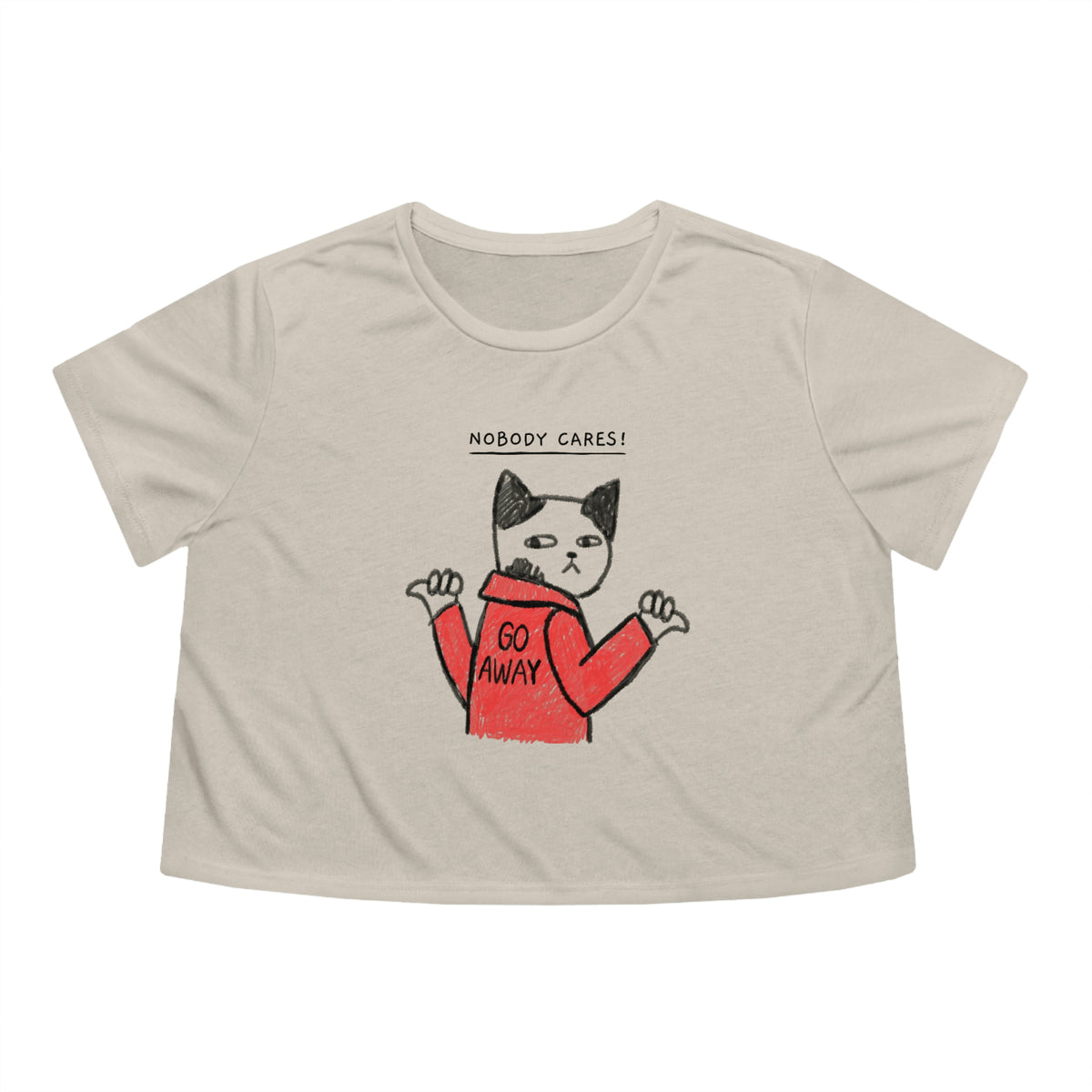 Nobody Cares, Go Away Cat Crop Tee