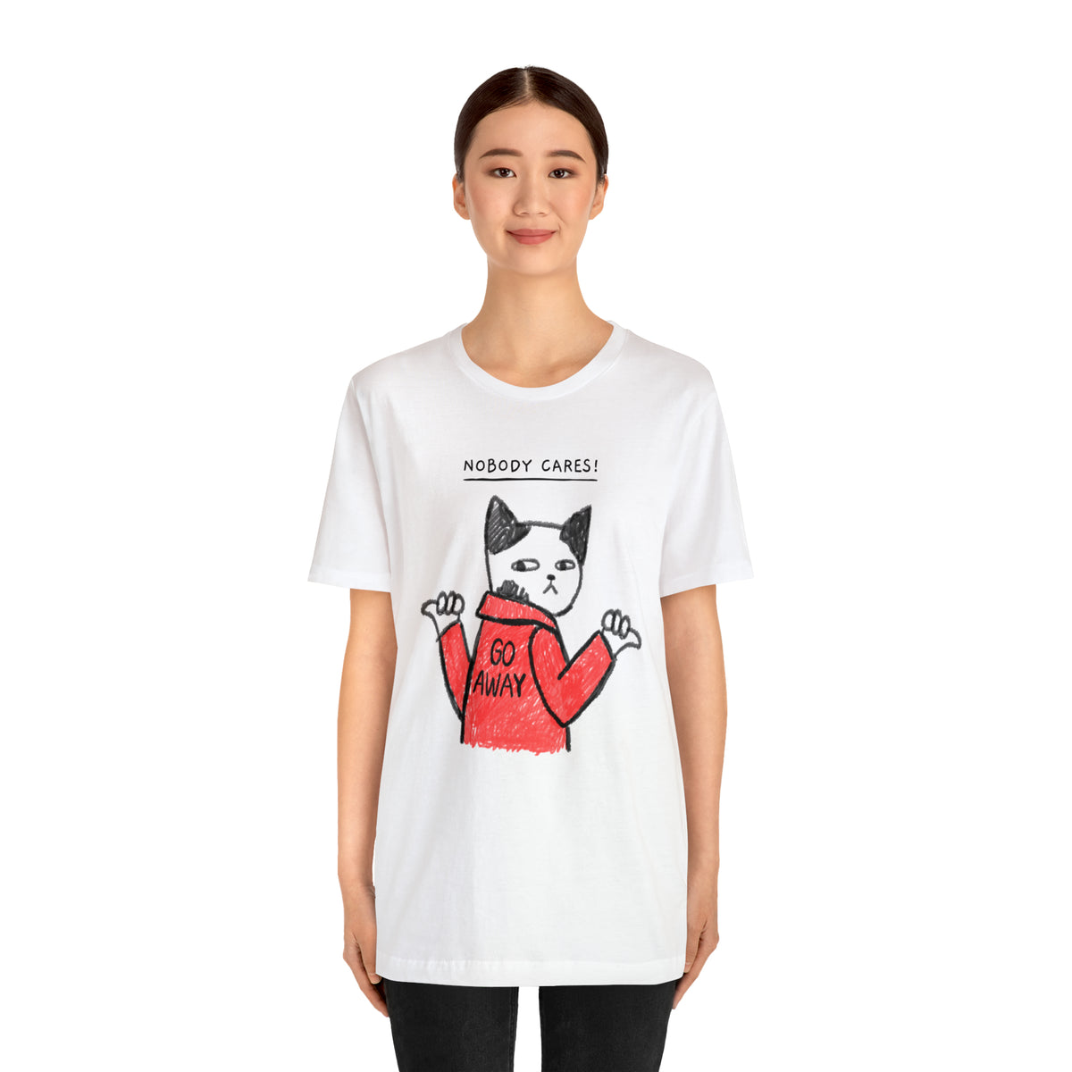 Nobody Cares, Go Away Cat Mens Tee